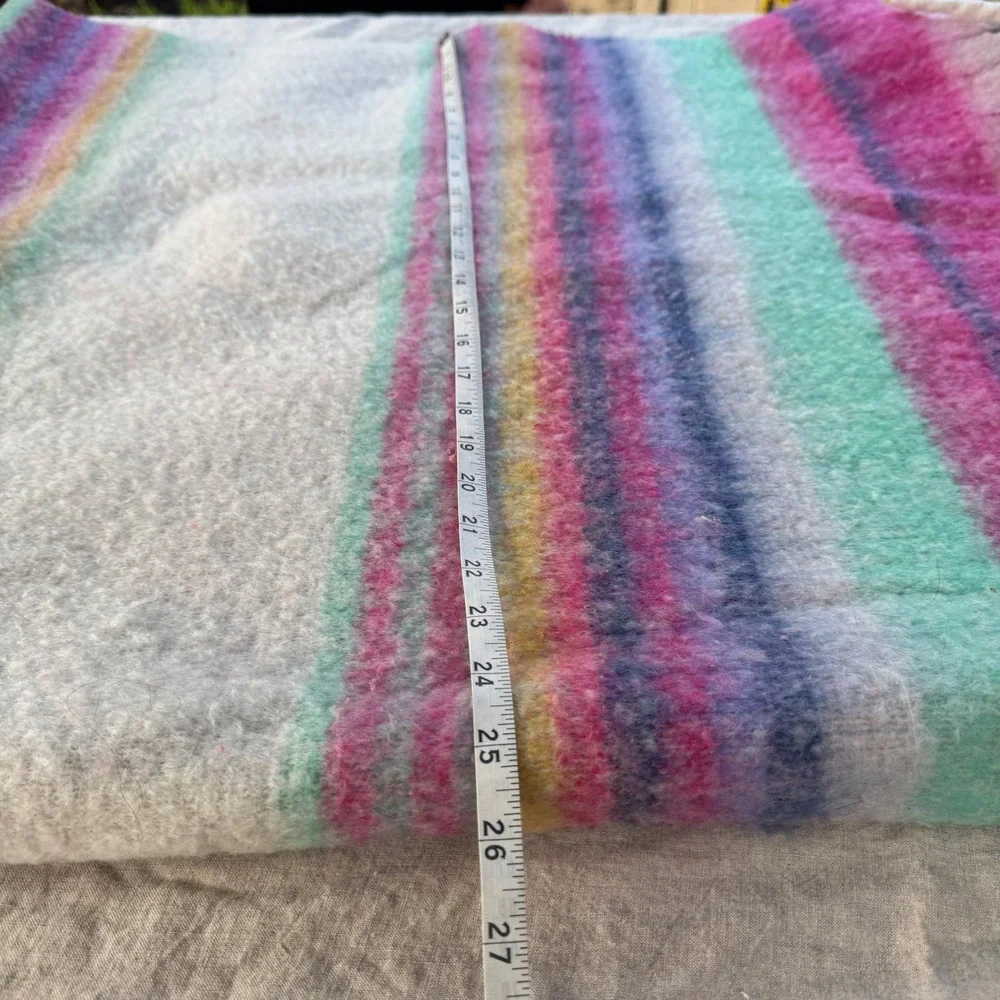 Free People Oversized Scarf Rainbow Stripe Pink Blue Boho Fringe Blanket Wrap